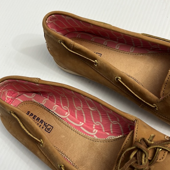 Sperry Topsider Boat Shoes with pink soles women’s size 10M Tan - Picture 7 of 7